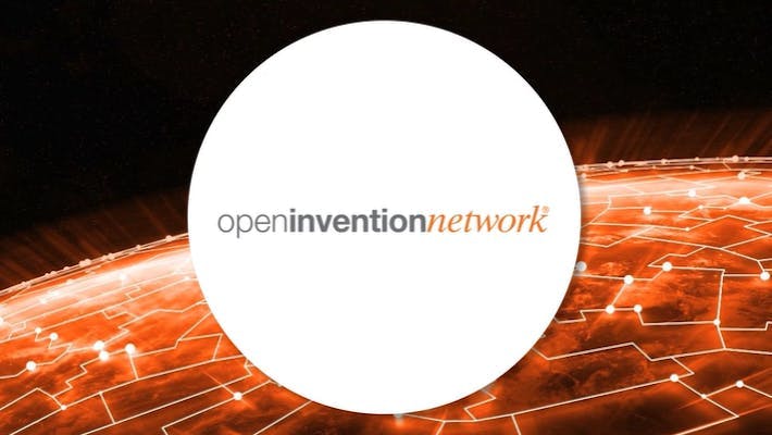 Open Invention Network logo in a white circle on an orange background